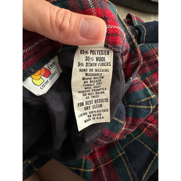 90s Vintage Plaid Wool Tartan Shorts High‎ Waisted Long Inseam Size 2/3 - Picture 6 of 8